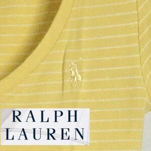 ( Ralph Lauren Sport ) Striped V-Neck Fitted Tee With Polo Logo